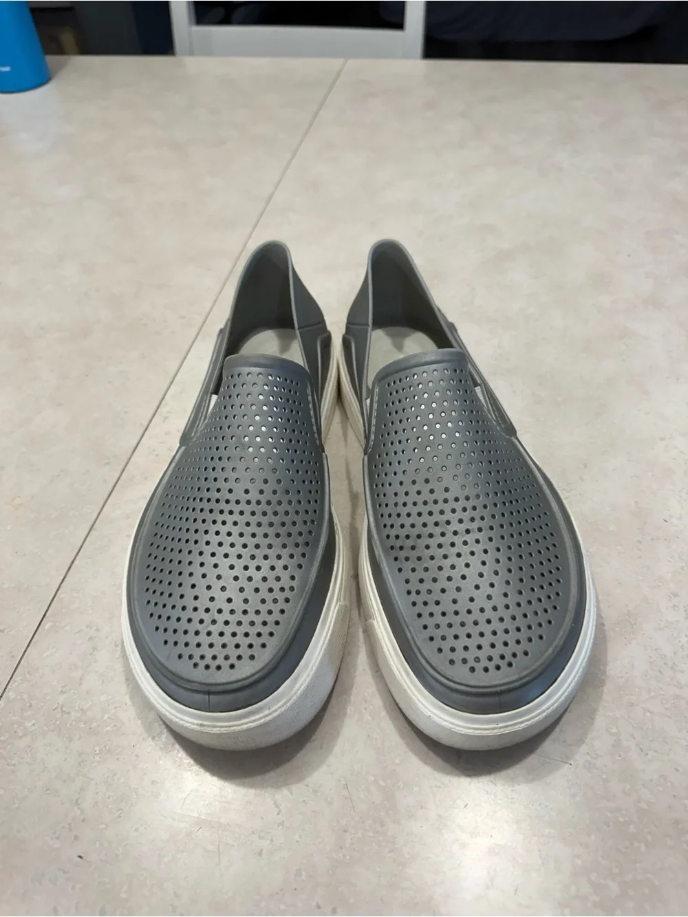 CROCS Women's Slip-On Perforated Flats - Gray with White Sole